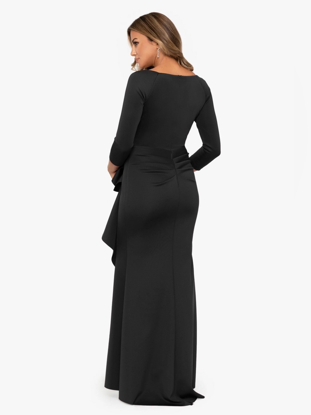 Xscape Lexi Ruched Scuba Evening Dress Size 8 - Picture 2 of 5